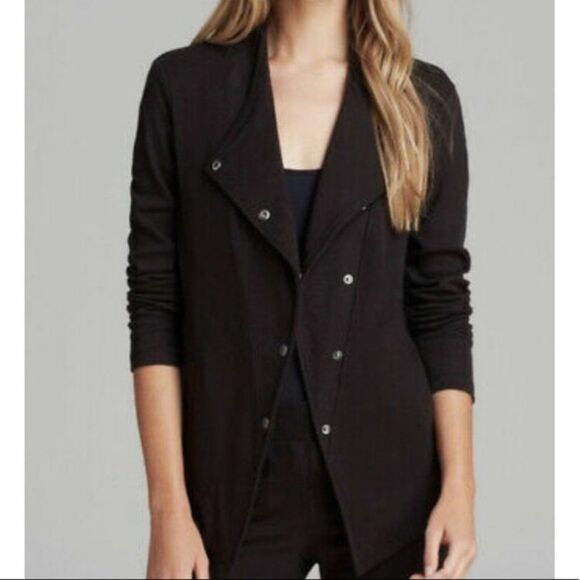 Eileen Fisher -975 Asymmetric Rib Snap Sweater Moto Jacket Organic Cotton Small - Picture 2 of 11